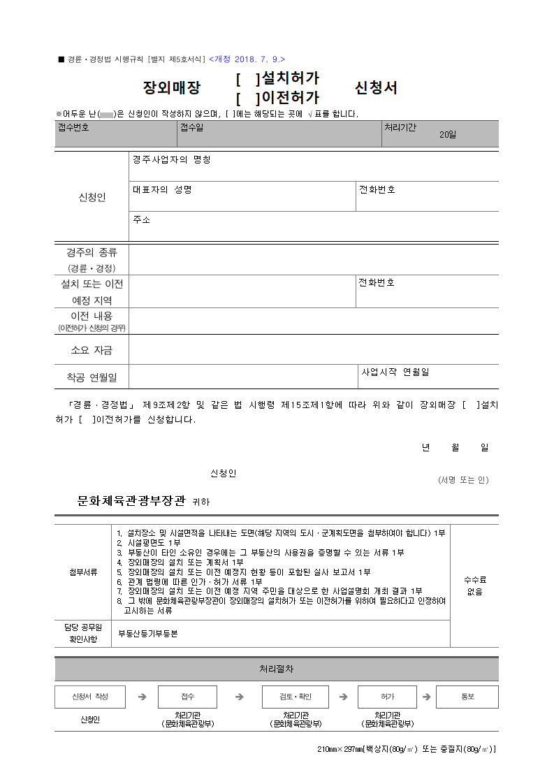 장외매장 설치허가
장외매장 이전 허가
장외매장