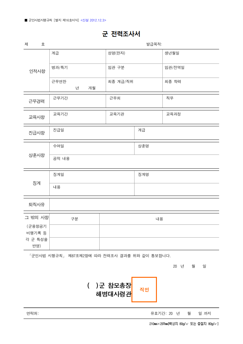 군 전력조사서