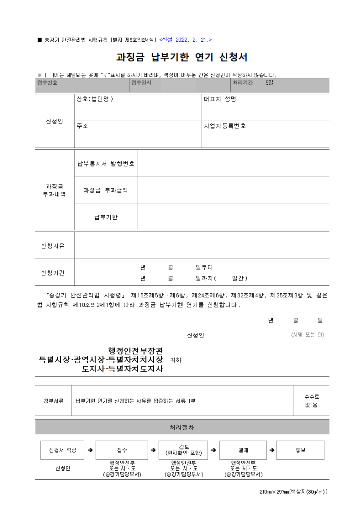 과징금
승강기 안전관리법