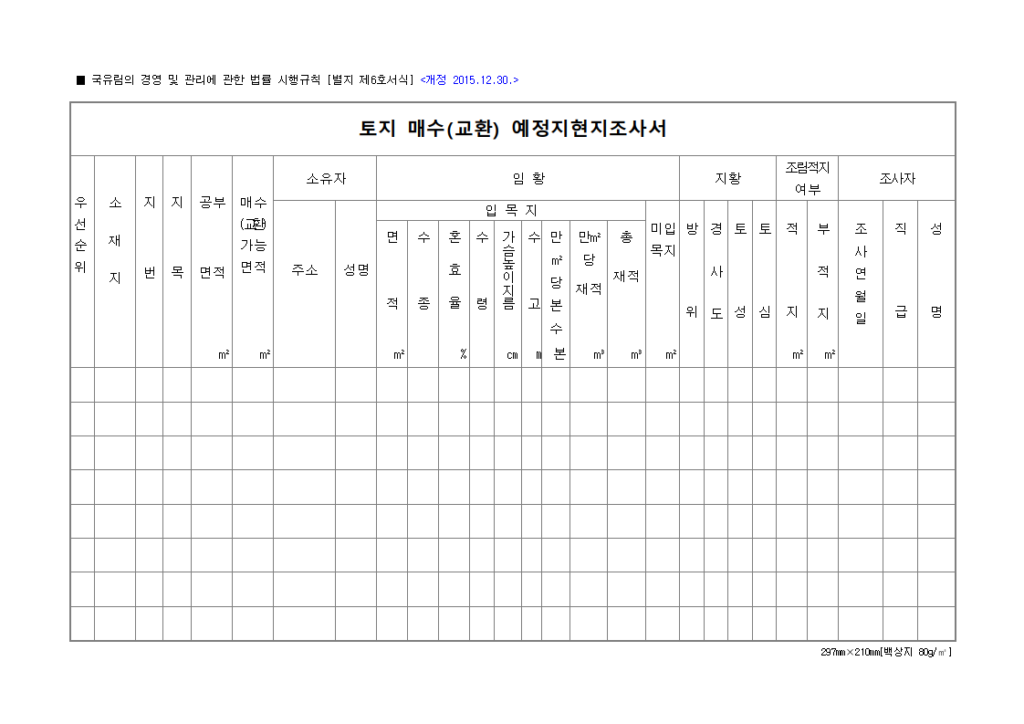 토지 매수
예정지현지조사서