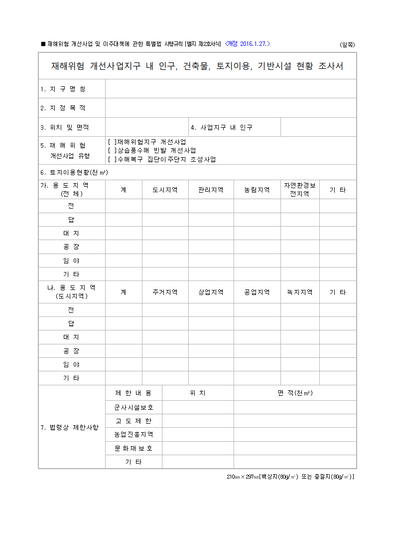 재해위험 개선사업지구